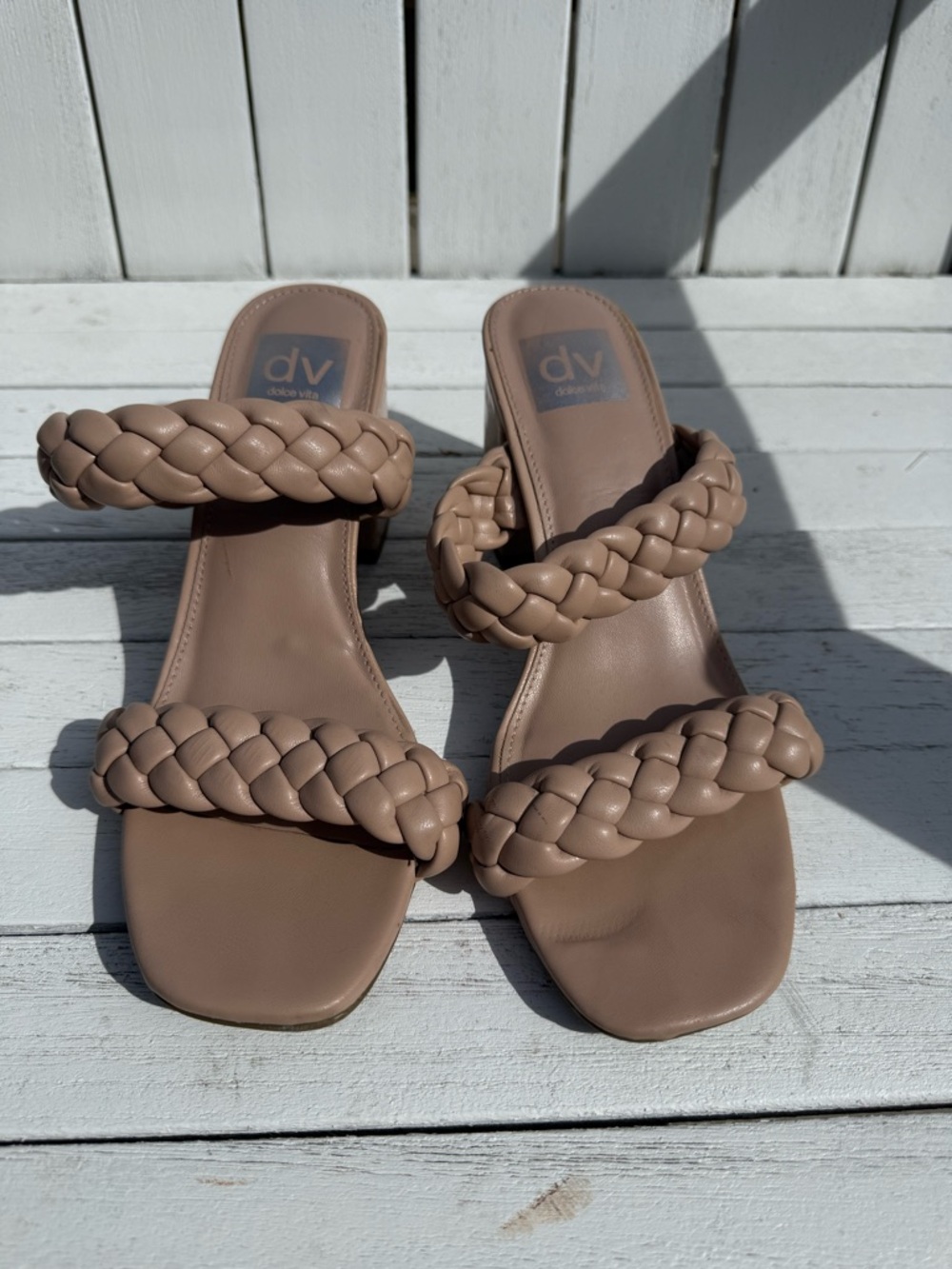 DV by Dolce Vita Braided Double-Strap Slide Sandals in Taupe